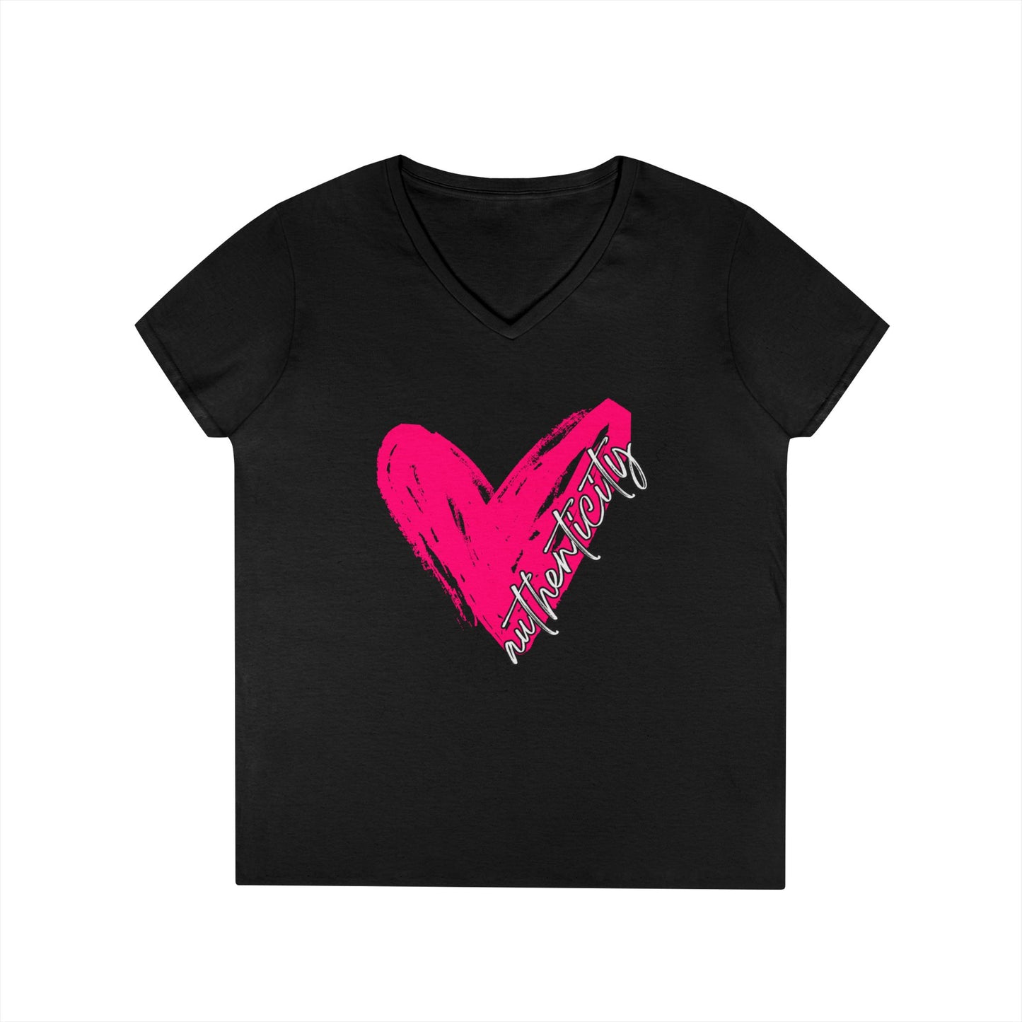 Authenticity Heart V-Neck T-Shirt, Love Shirt, Casual Women’s Tee, Gift for Her, Cute Graphic Top