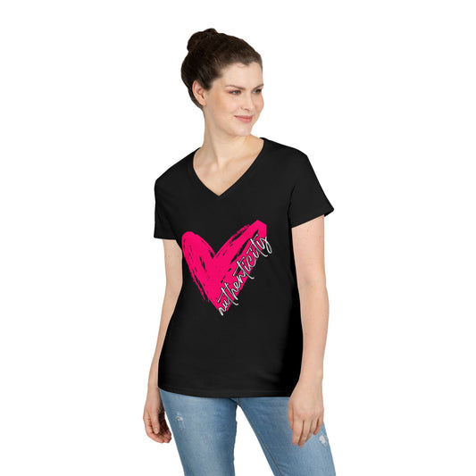 Authenticity Heart V-Neck T-Shirt, Love Shirt, Casual Women’s Tee, Gift for Her, Cute Graphic Top