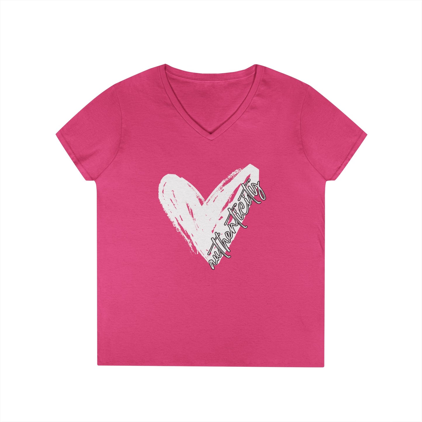 Authenticity Heart V-Neck T-Shirt, Love Shirt, Casual Women’s Tee, Gift for Her, Cute Graphic Top